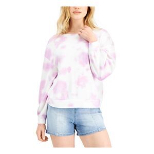 BAR III Womens Purple Cut Out Twist Back Tie Dye Sweatshirt M